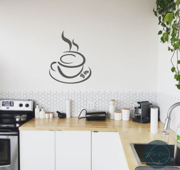 50078 - Coffee cup vinyl wall art decal 600mm x 745mm