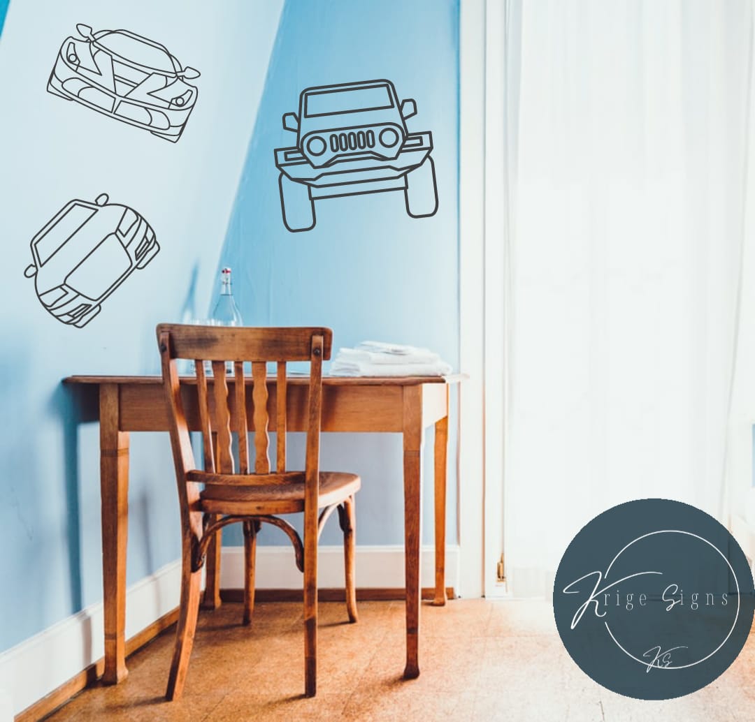 50082 - 2 x Cars & 1 x Jeep vinyl wall art decals