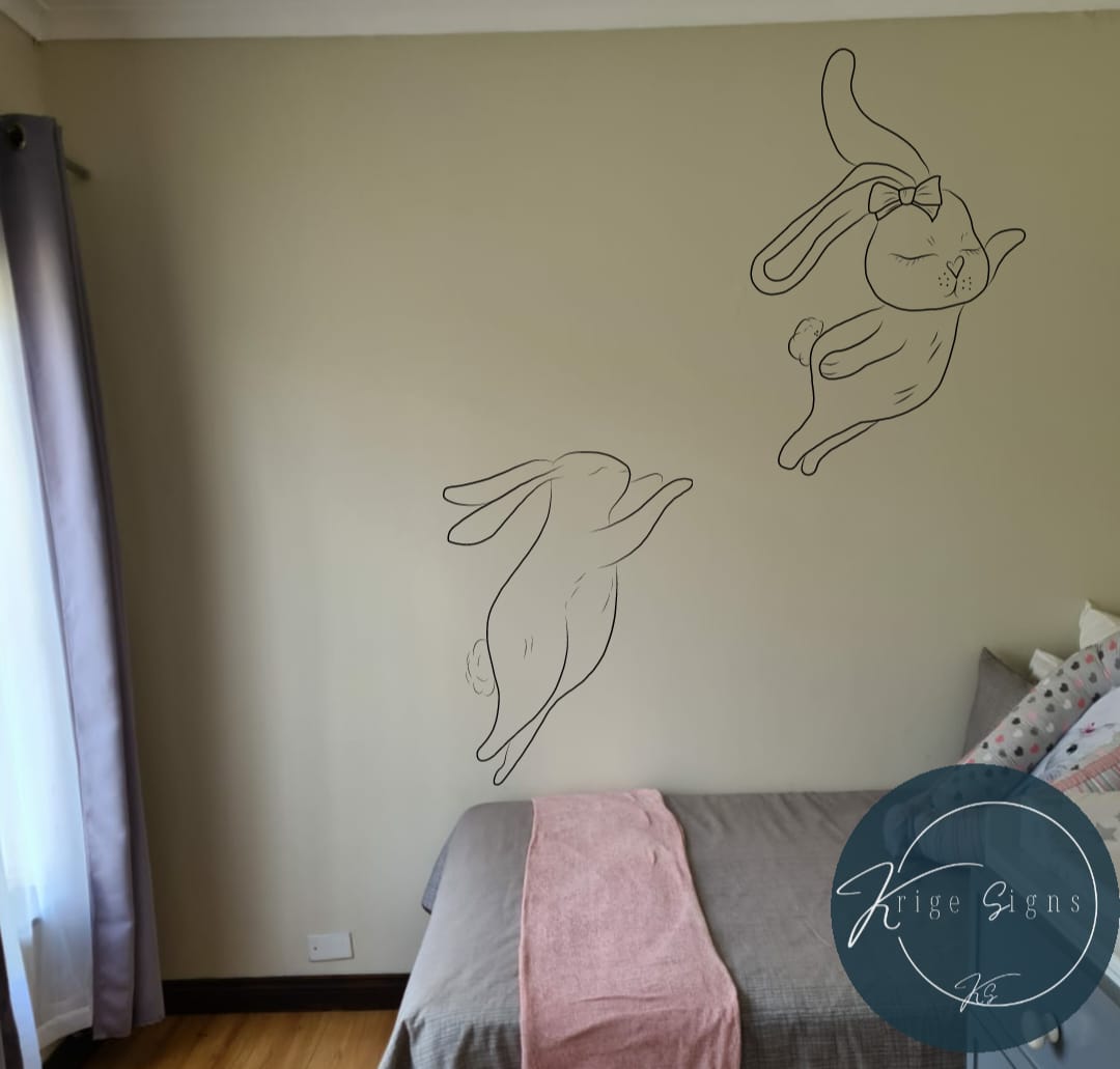 50084 - 2 x Jumping Bunnies vinyl wall art decals