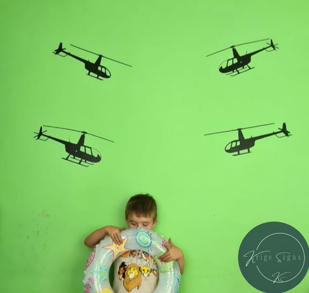 50110 - 4 x  Helicopters matt vinyl wall art decals