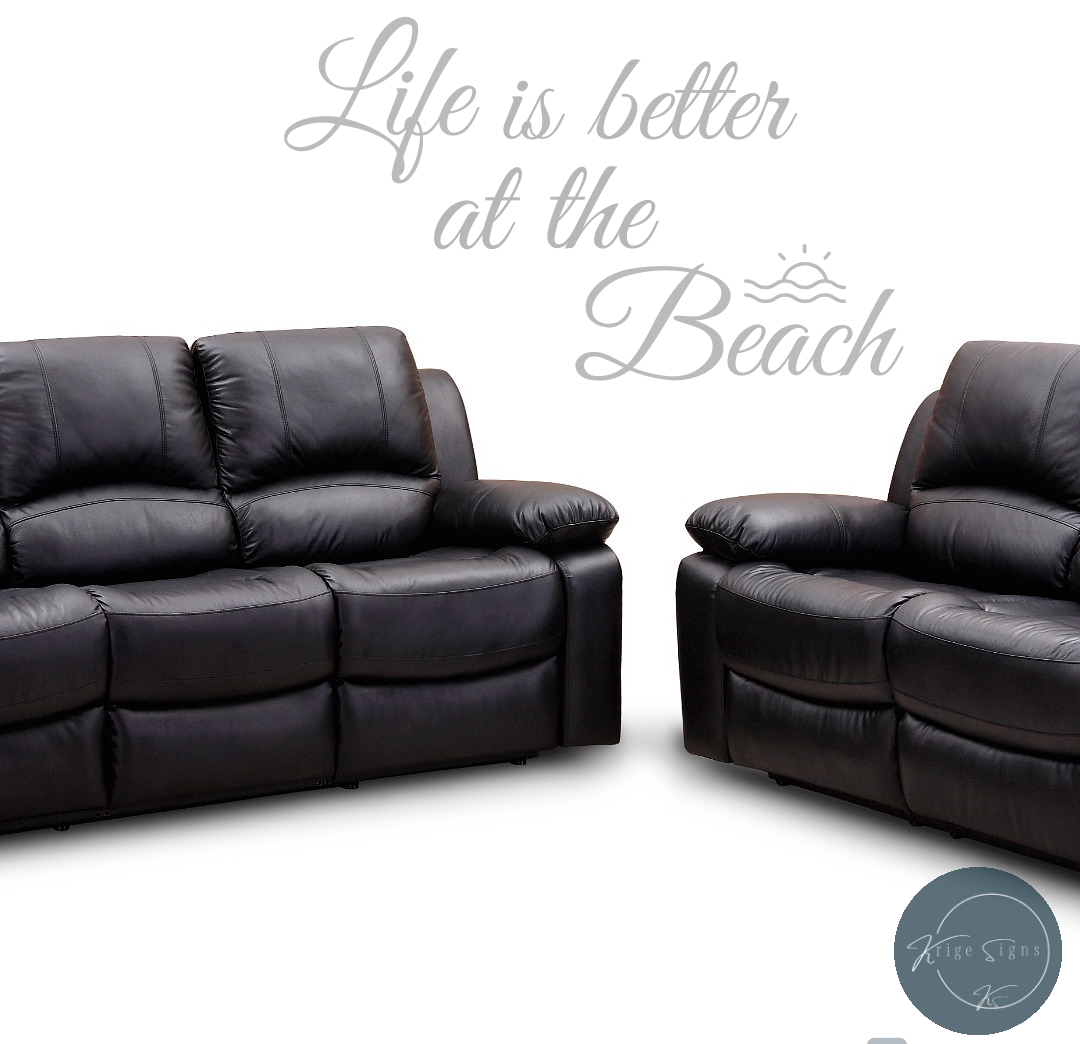 50145 - "Life is better at the Beach" matt vinyl wall art decal 980mm x 500mm