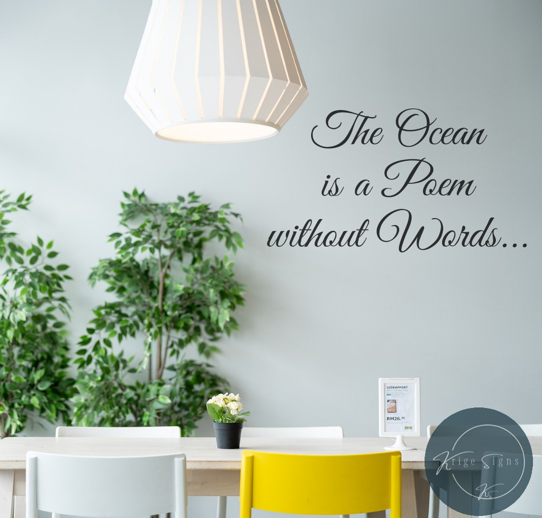 50146 - "The ocean is a poem without words" matt vinyl wall art decal 900mm x 450mm