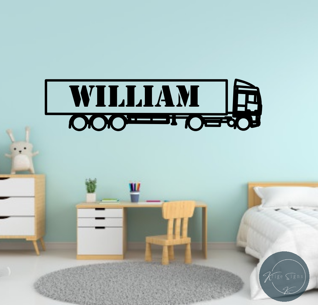 50163 - "Truck plus Name" matt vinyl wall art decal 1000mm x 240mm