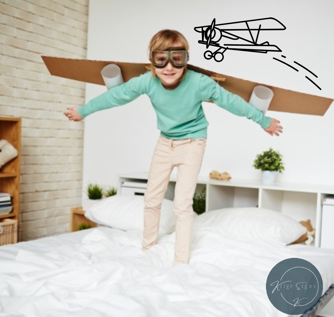 50164 - "Flying plane" matt vinyl wall art decal 1000mm x 570mm