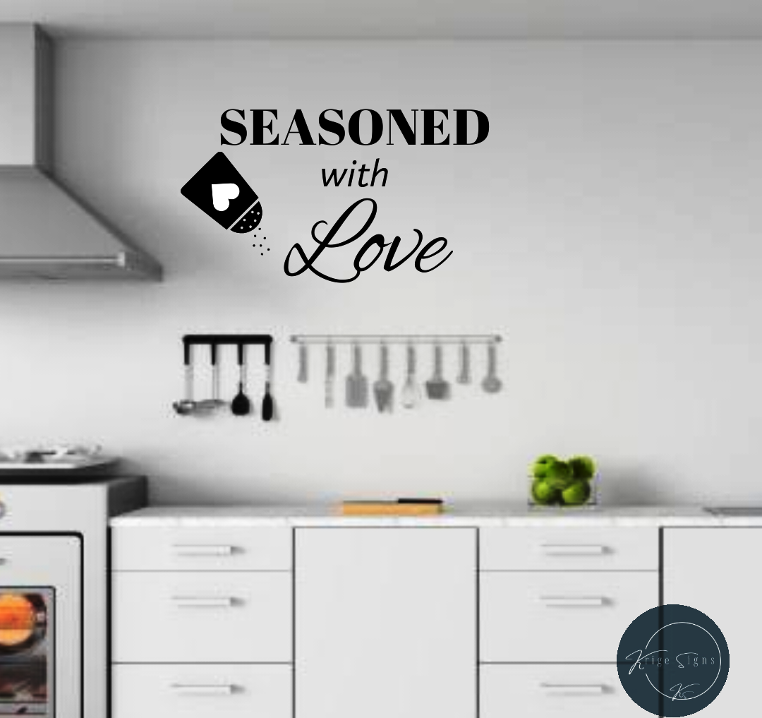 50165 - "Seasoned with love" matt vinyl wall art decal 800mm x 450mm