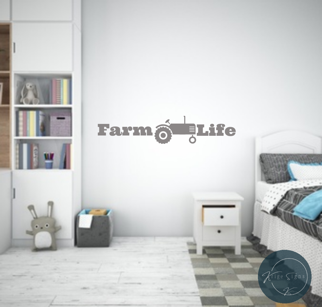 50169 - "Farm Life" matt vinyl wall art decal 1000mm x 200mm, in colour of your choice see chart.