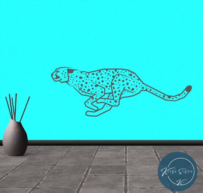 50180 - "Running leopard" matt vinyl wall art decal 1000mm x 355mm in any colour of your choice see colour chart.