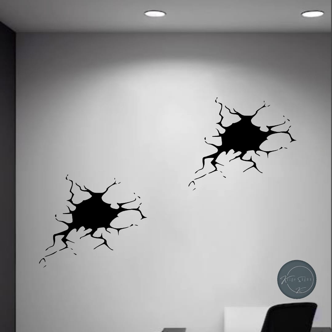 50202 - Crack in wall vinyl decals 2 x 420mmx360mm in colour of your choice