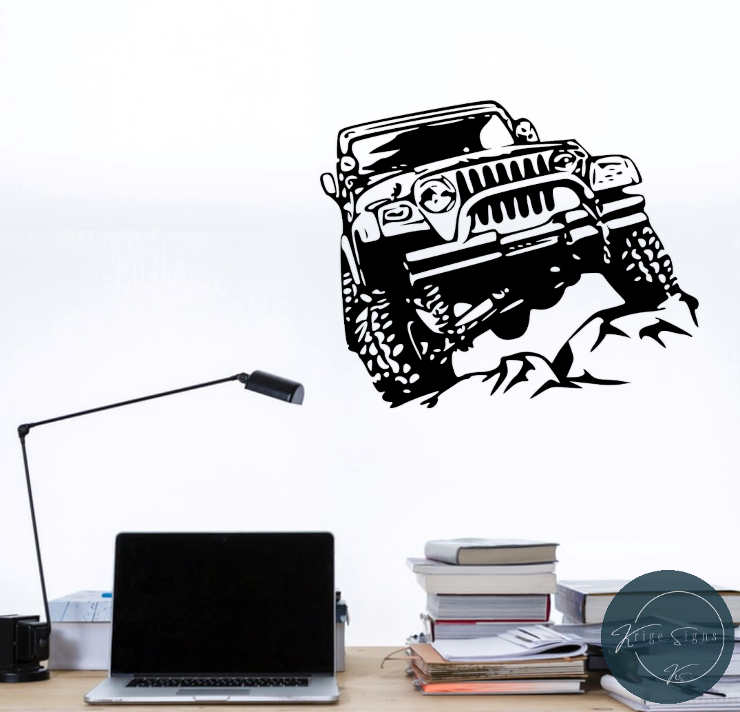 50079 - Willys Jeep vinyl wall art decal 740mm x 600mm